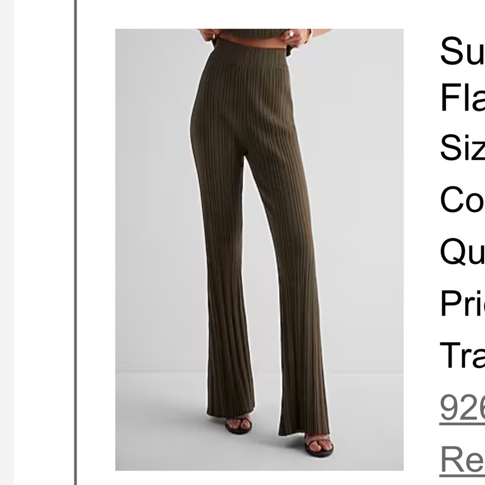 Express Super High Waisted Ribbed Sweater Flair Pant